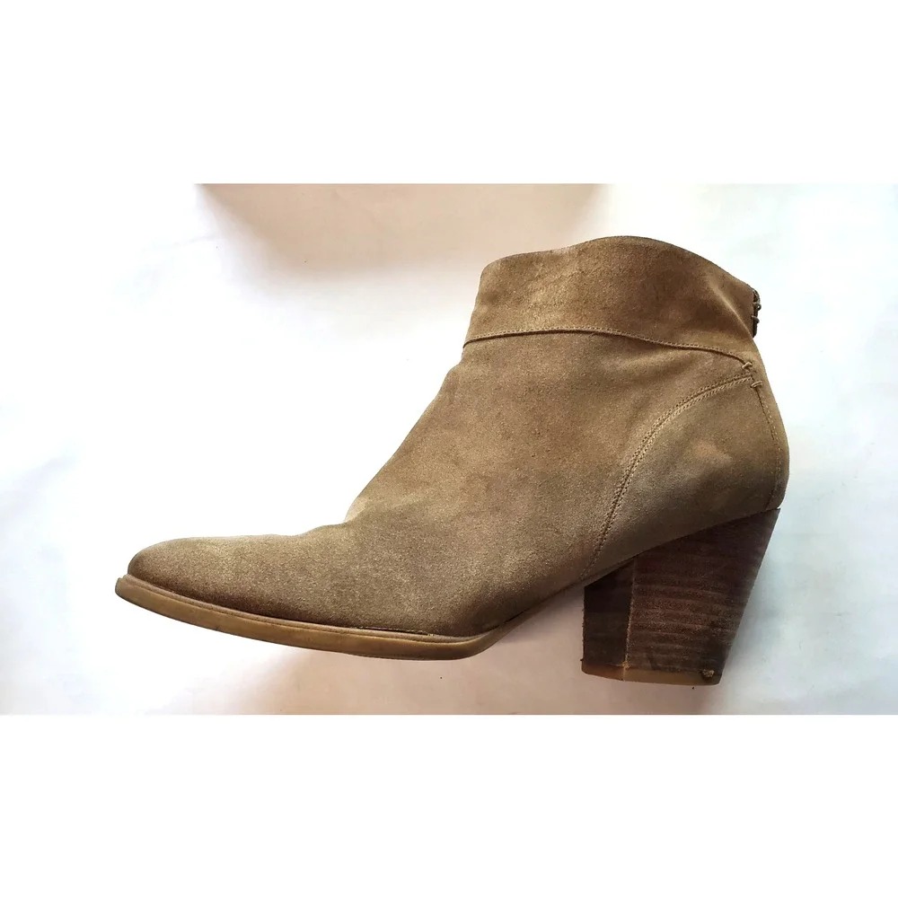 Steve Madden Ankle Boots Womens 11 Brown Faander Side Zip Block‎ Heels Suede